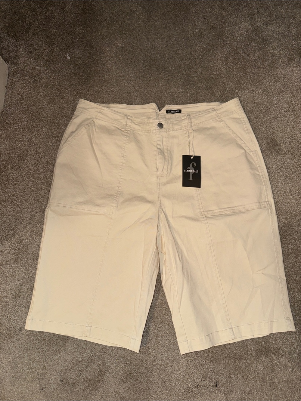 Flamingals Cream Women's Bermuda Shorts — Relaxed Utility Style